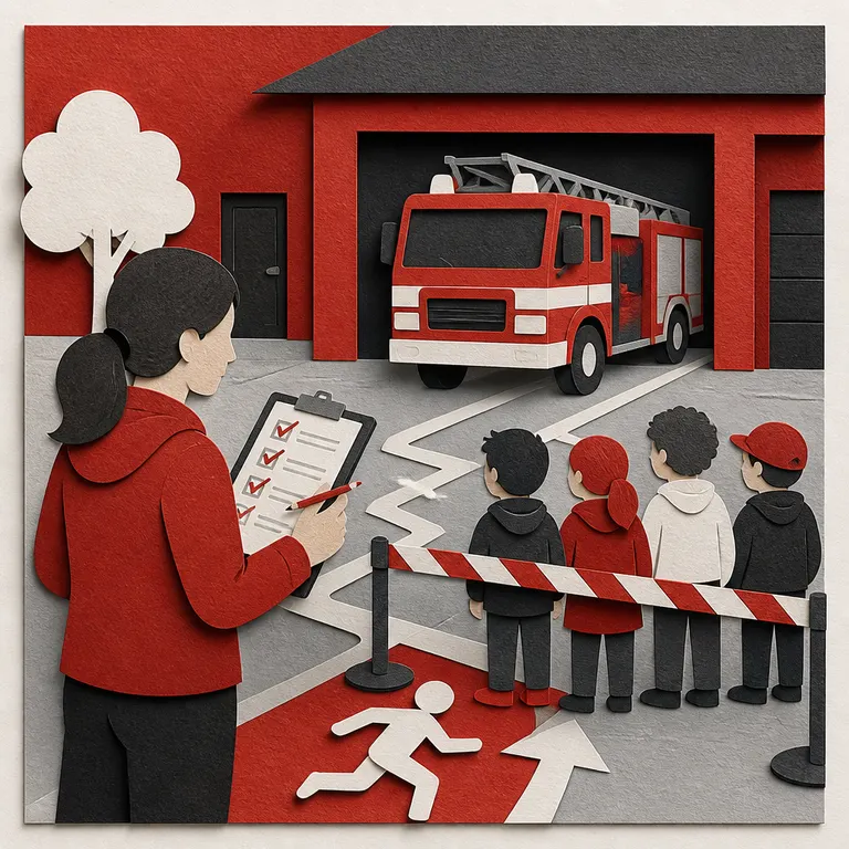 Gefährdungsprüfung vor einer Kinderaktion auf dem Feuerwehrgelände