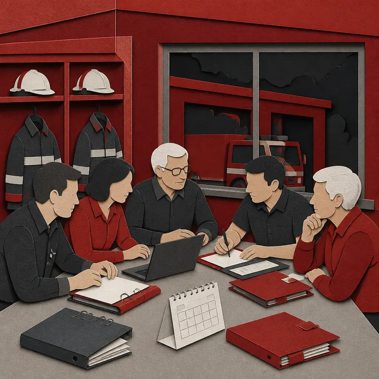 Papier-Silhouettenillustration zu Vorstandsarbeit im Feuerwehrverein strukturieren
